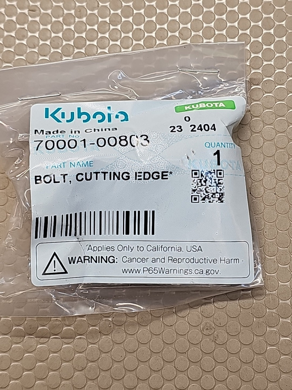 KUBOTA GENUINE 70001-00803 BOLT, CUTTING EDGE NEW OEM