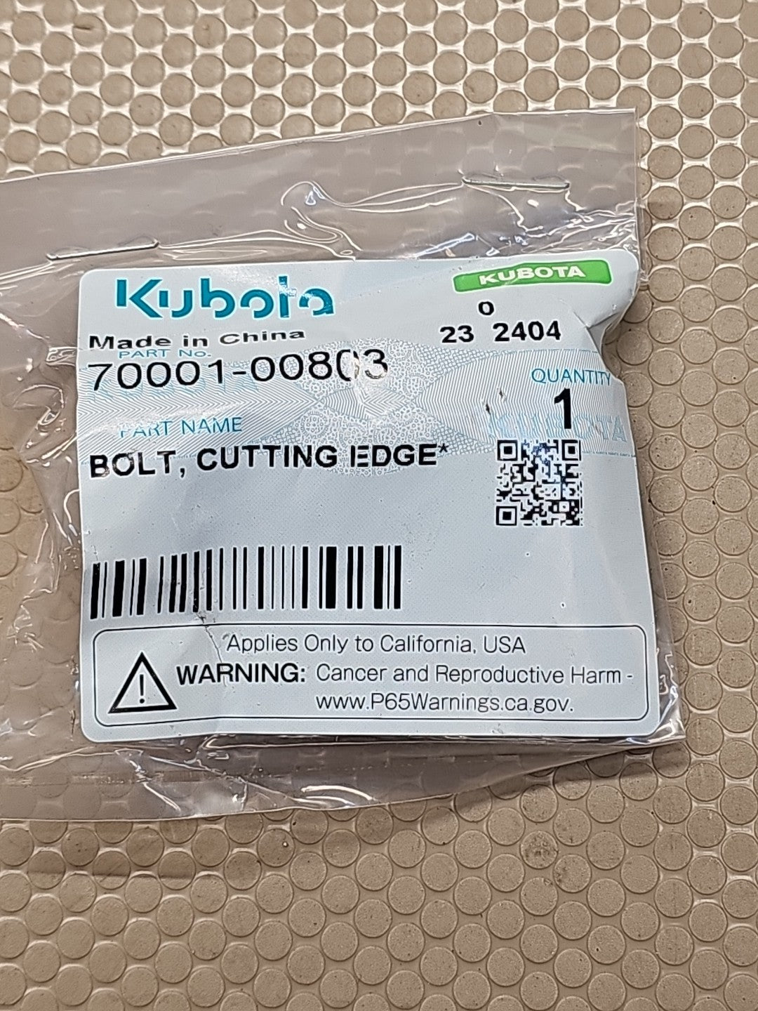 KUBOTA GENUINE 70001-00803 BOLT, CUTTING EDGE NEW OEM