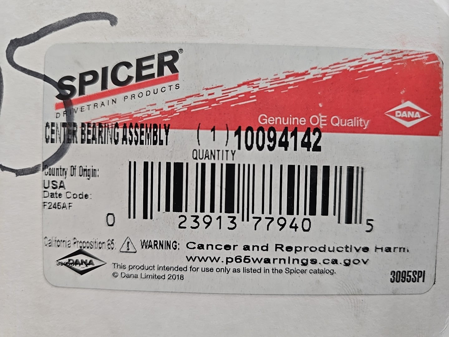 Spicer 10094142 replaces 5003323 Driveshaft Center Bearing 1810 Series USA *NEW*
