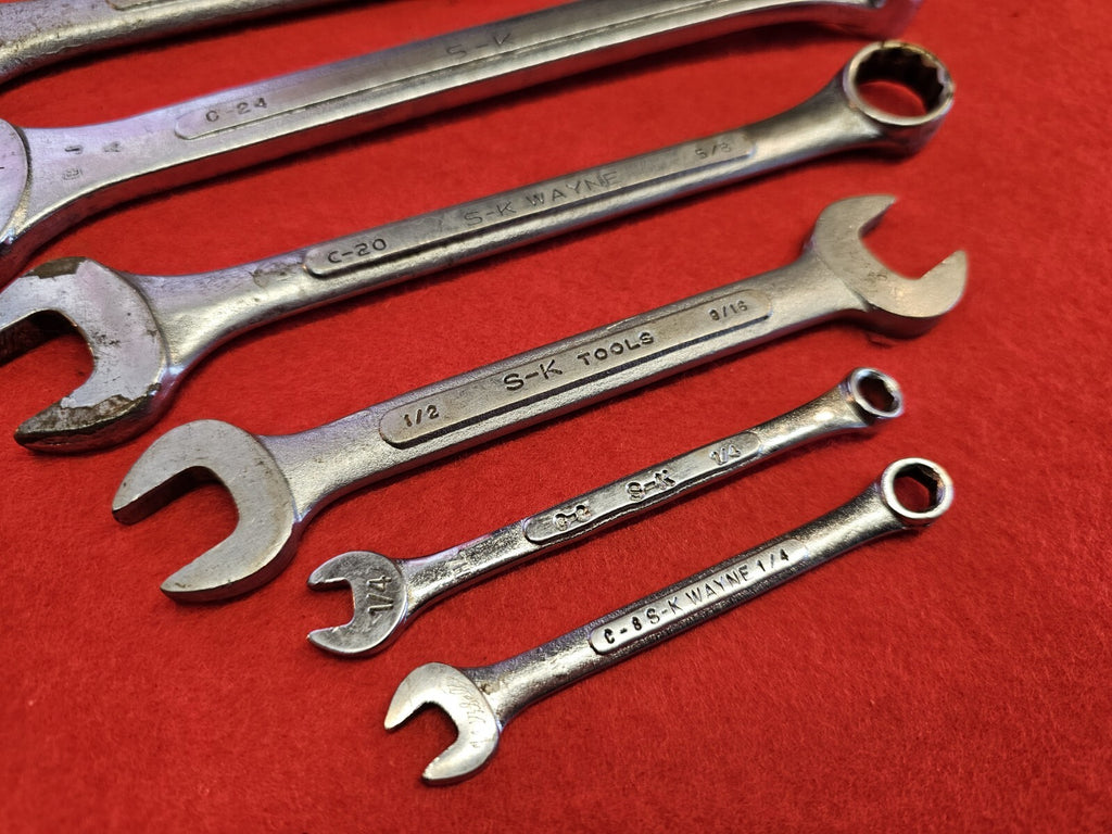 SK Wayne Tools Wrench Set Forged in USA Open End SAE Large Sizes 7/8 13/16 3/4 7