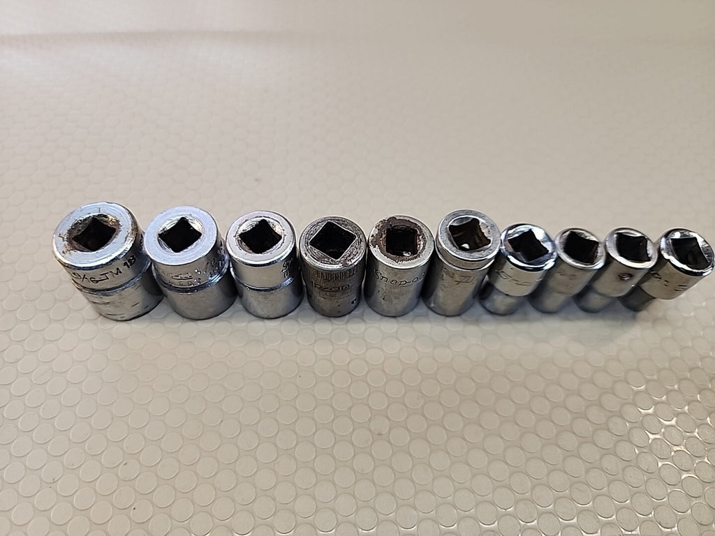 Snap On 1/4" Drive 10 Pc SAE Shallow 6/mixed Point Chrome Socket Set 