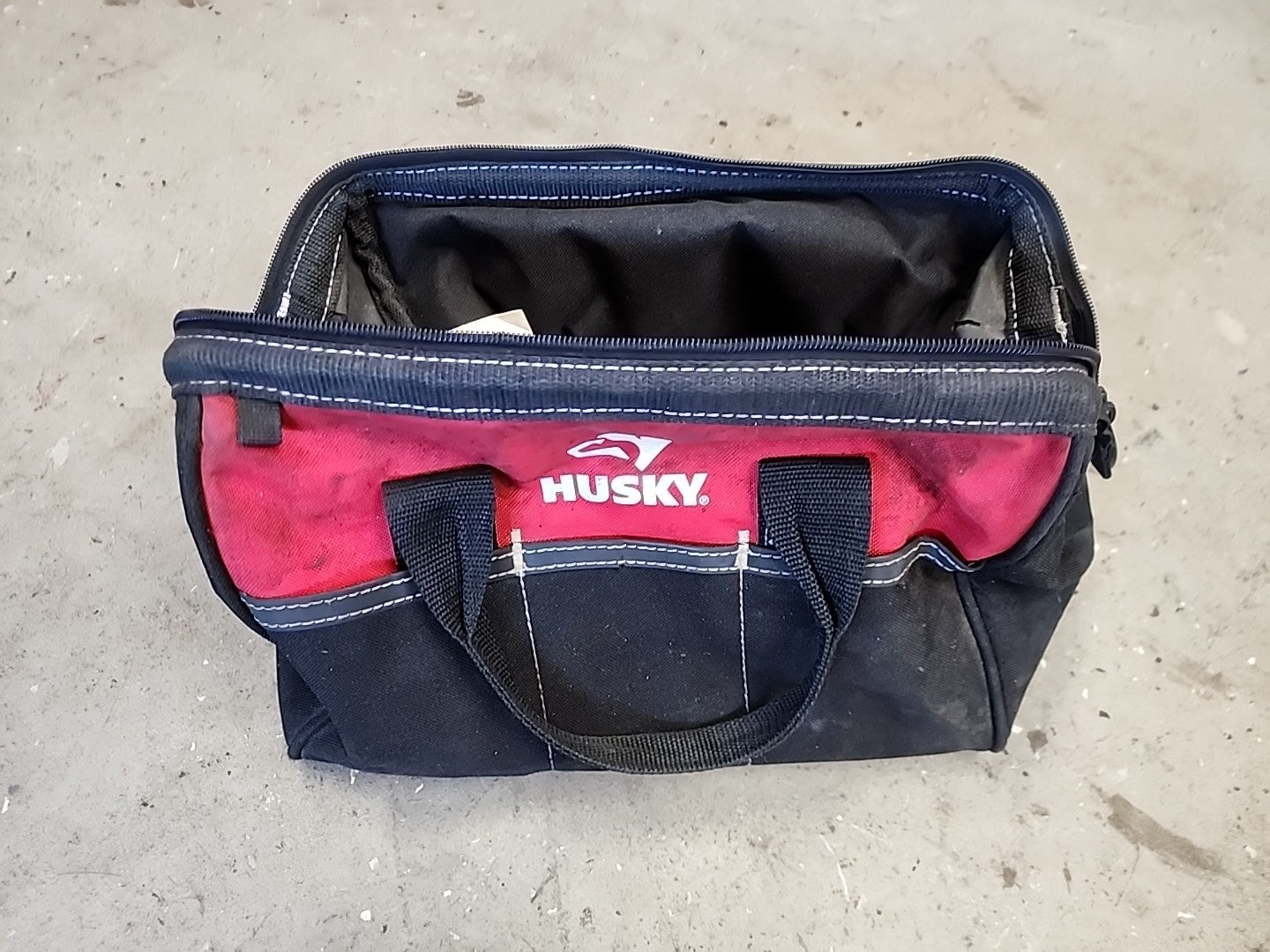 Husky 12” Tool Bag, 3 External Pockets, Dual Zip Main