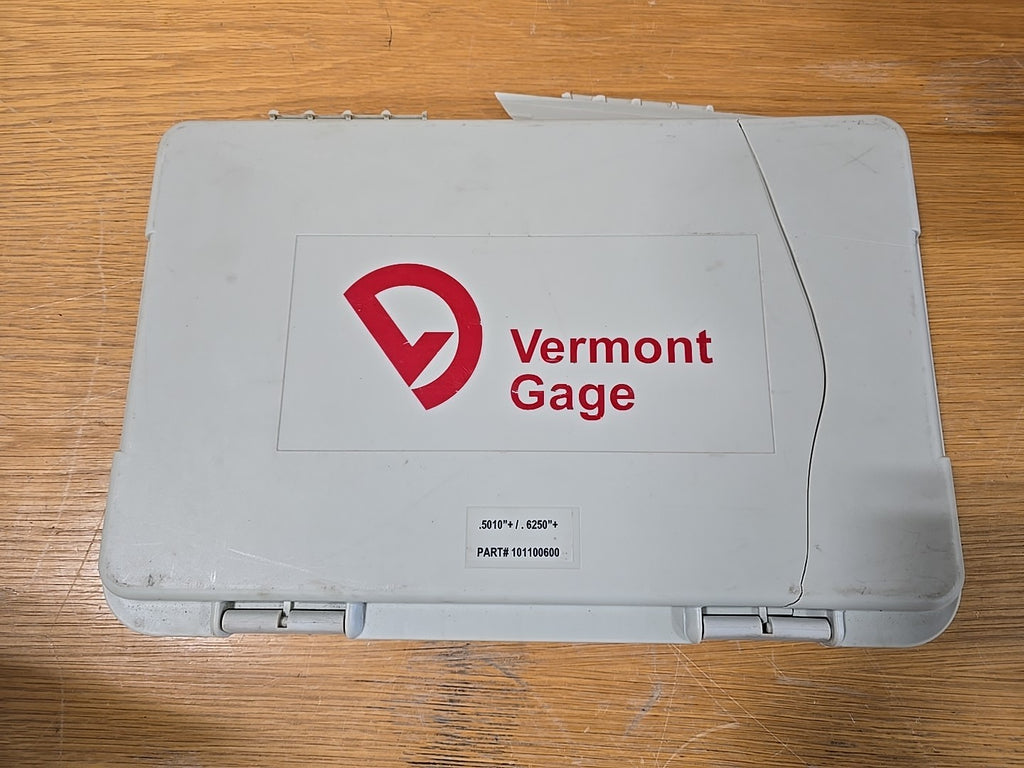 VERMONT GAGE #101100600 .5010"+/.6250"+ PIN GAGE SET