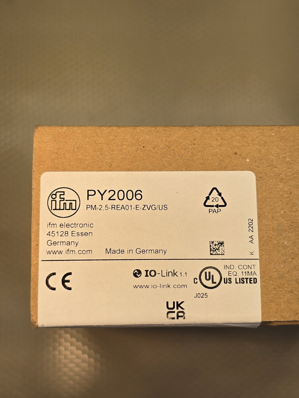 ifm PY2006 Flush Pressure Sensor PM-2,5-REA01-E-ZVG/US IO-Link New