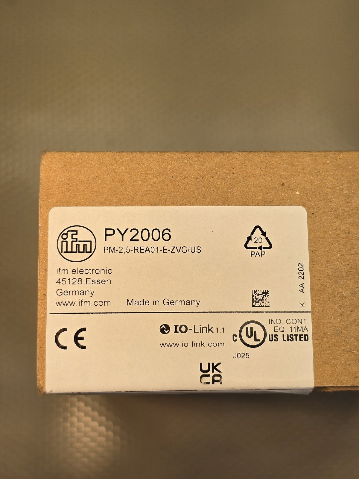 ifm PY2006 Flush Pressure Sensor PM-2,5-REA01-E-ZVG/US IO-Link New