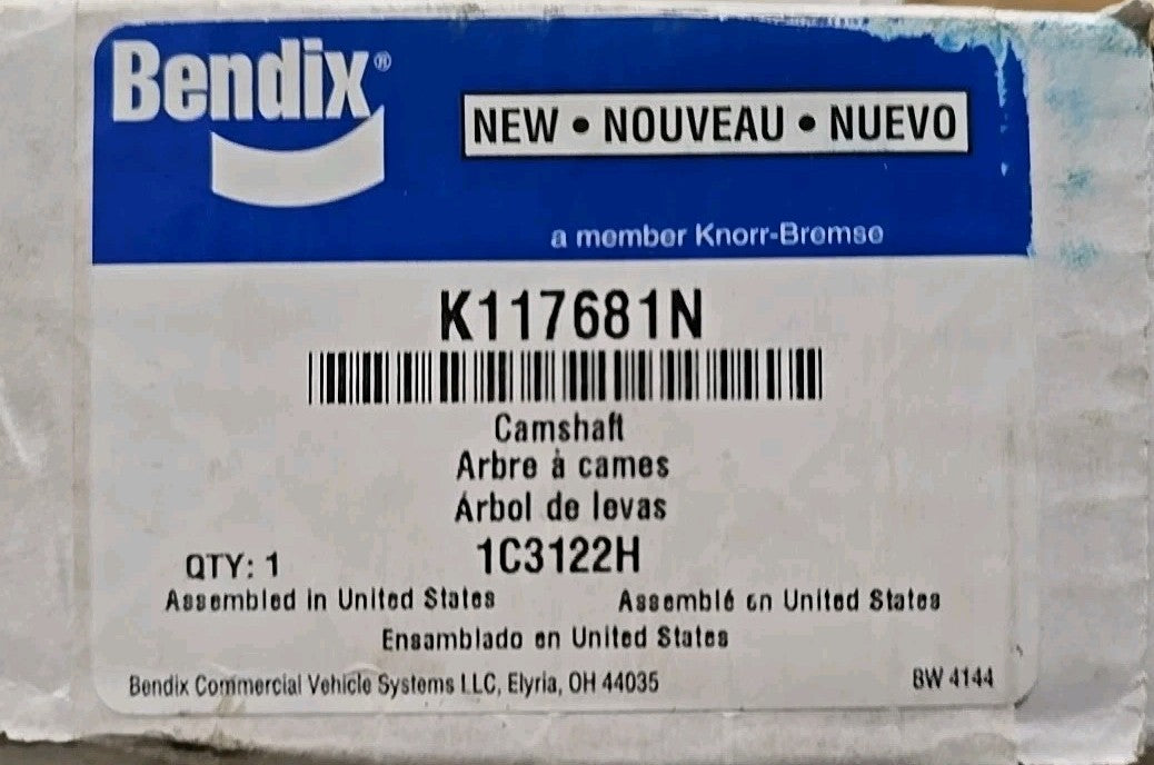 BENDIX K117681N Air Brake Camshaft - Right Hand, Clockwise Rotation *NEW*