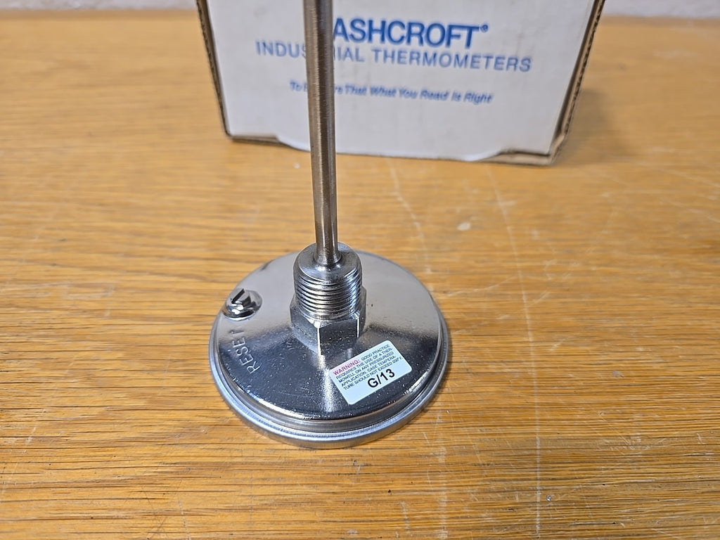 50/550°F Ashcroft Bi-Metallic Thermometer, 4"Stem, 3" Dial