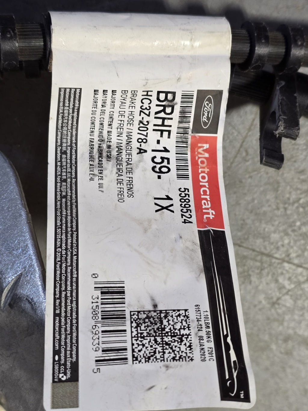 Ford OEM BRHF-159 HC22-2078-4 Brake Hose 598534 Motorcraft