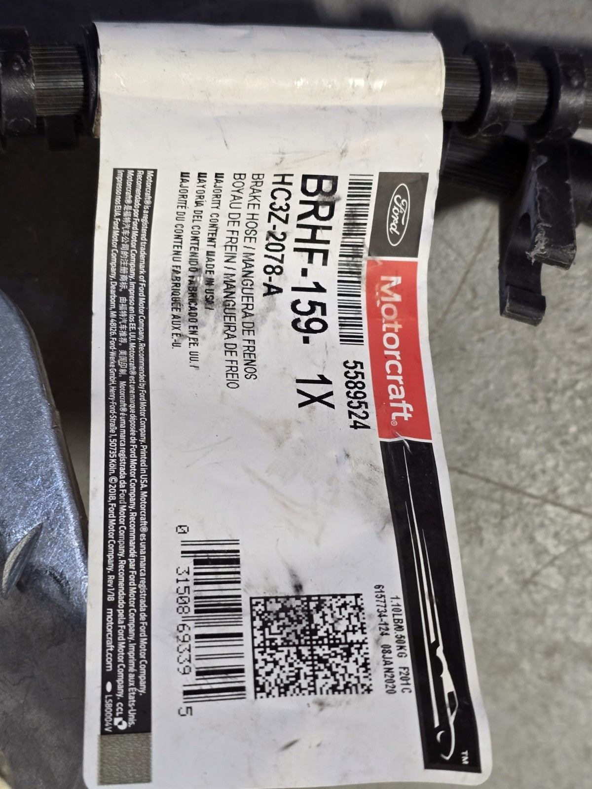 Ford OEM BRHF-159 HC22-2078-4 Brake Hose 598534 Motorcraft