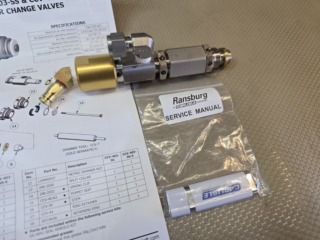 NEW RANSBURG CARLISLE Color Changing Valve CCV-403-SS / 403-SS-E