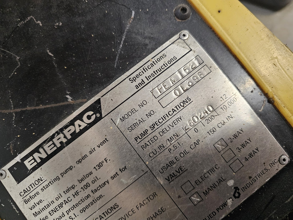 Enerpac Hydraulic Pump Pipe Bender Model  PEM1521 *Tested & Works*