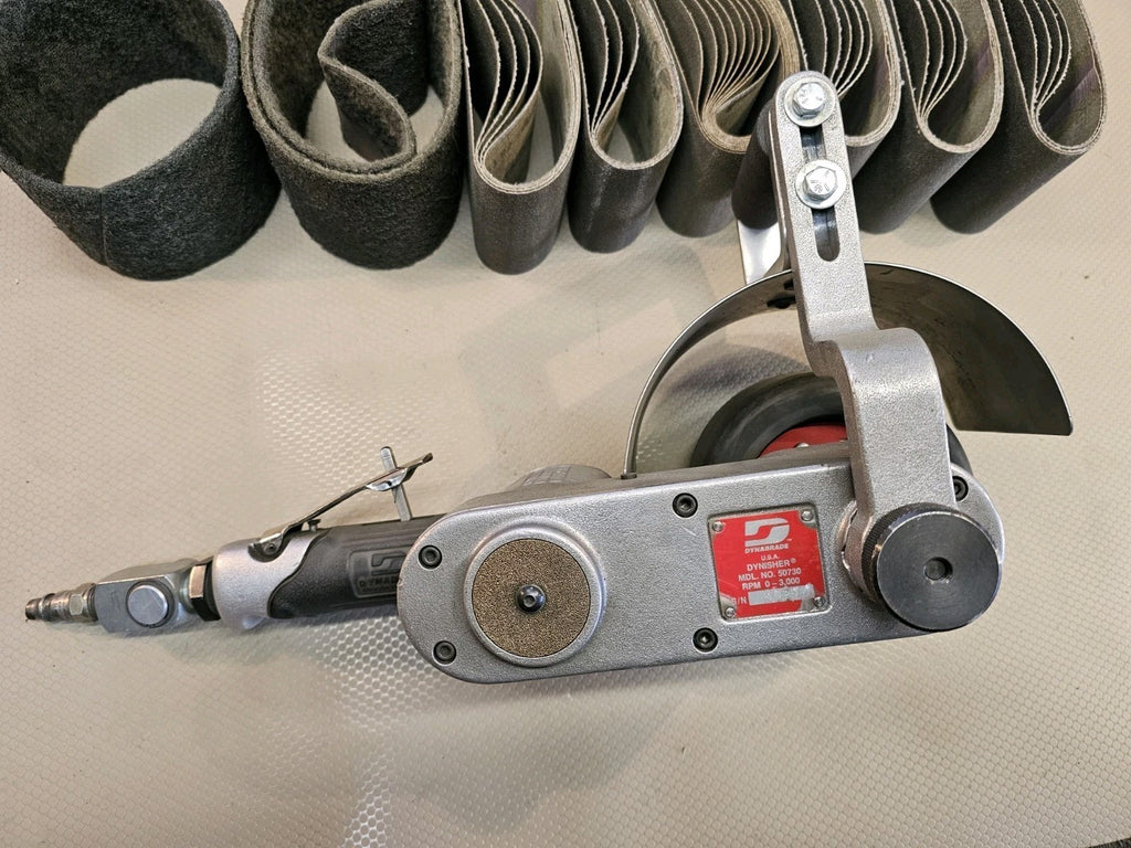 Dynabrade Dynisher 50730 Pneumatic Air Operated Finishing Tool + LOTS OF SANDPAP