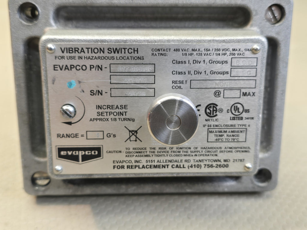 Evapco Vibration Switch 017-00464P NOS Made In USA