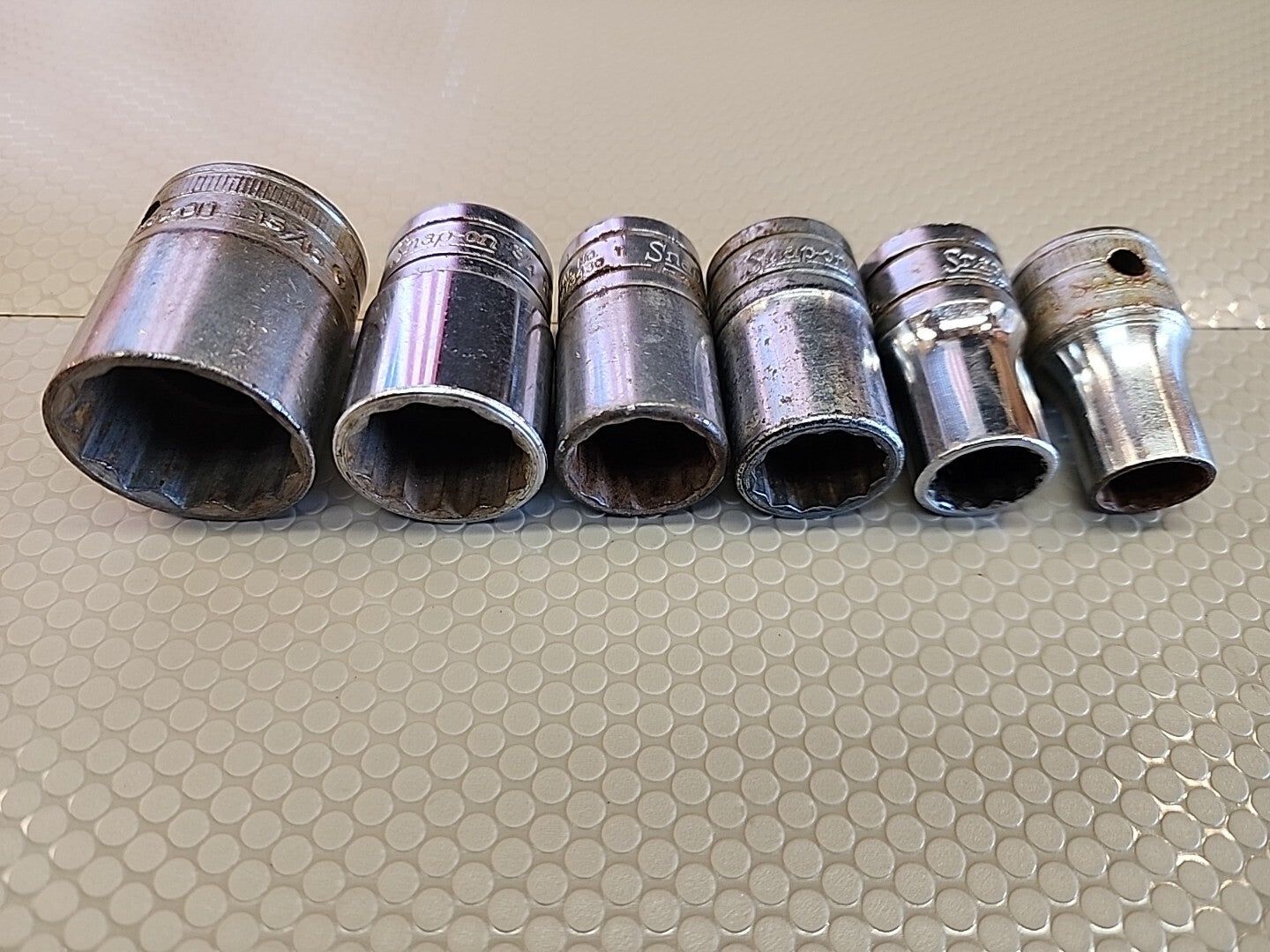 Vintage Snap On Socket Set 6pc 1/2" Dr 12Pt SAE Shallow 