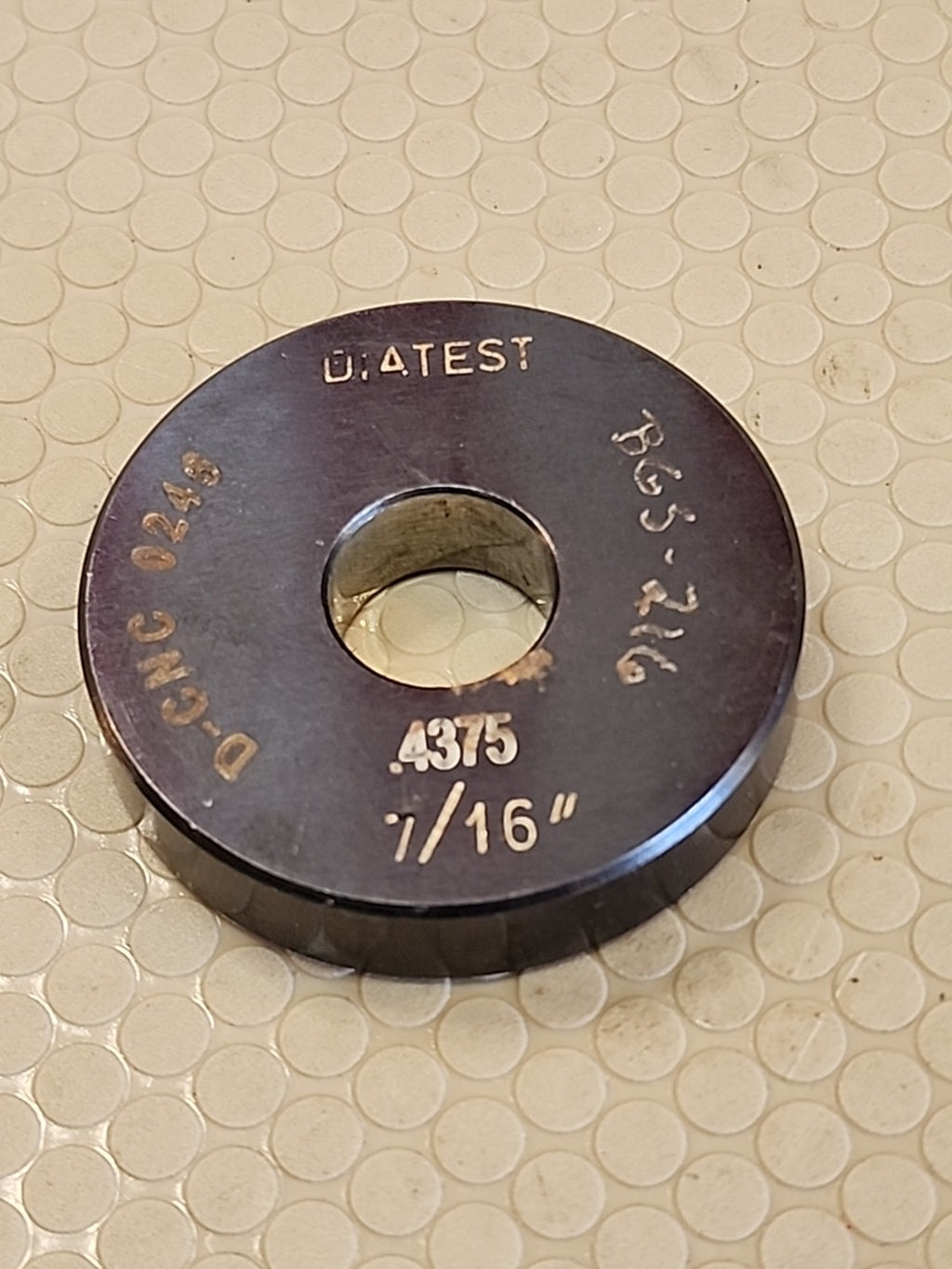 Diatest Ring Gauge Gage Smooth Bore .4375" USA