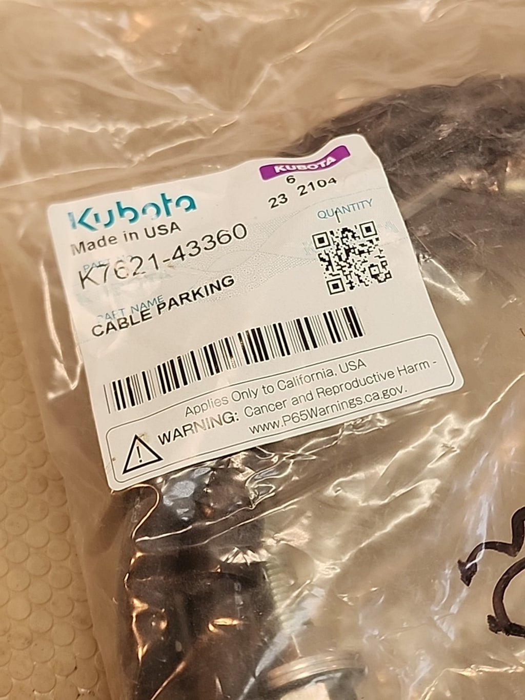 Kubota RTV X1140 Parking Brake Cable OEM