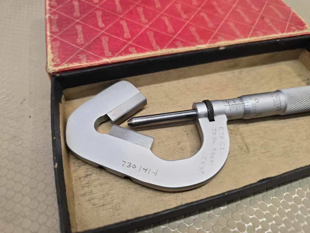 Starrett T483XRL-1 V-Anvil Micrometer .093-1" Range Ratchet Thimble Carbide V28