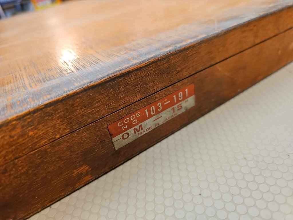 MITUTOYO No. 103-191 14-15" OUTSIDE MICROMETER with Wood Case and Standard *MINT