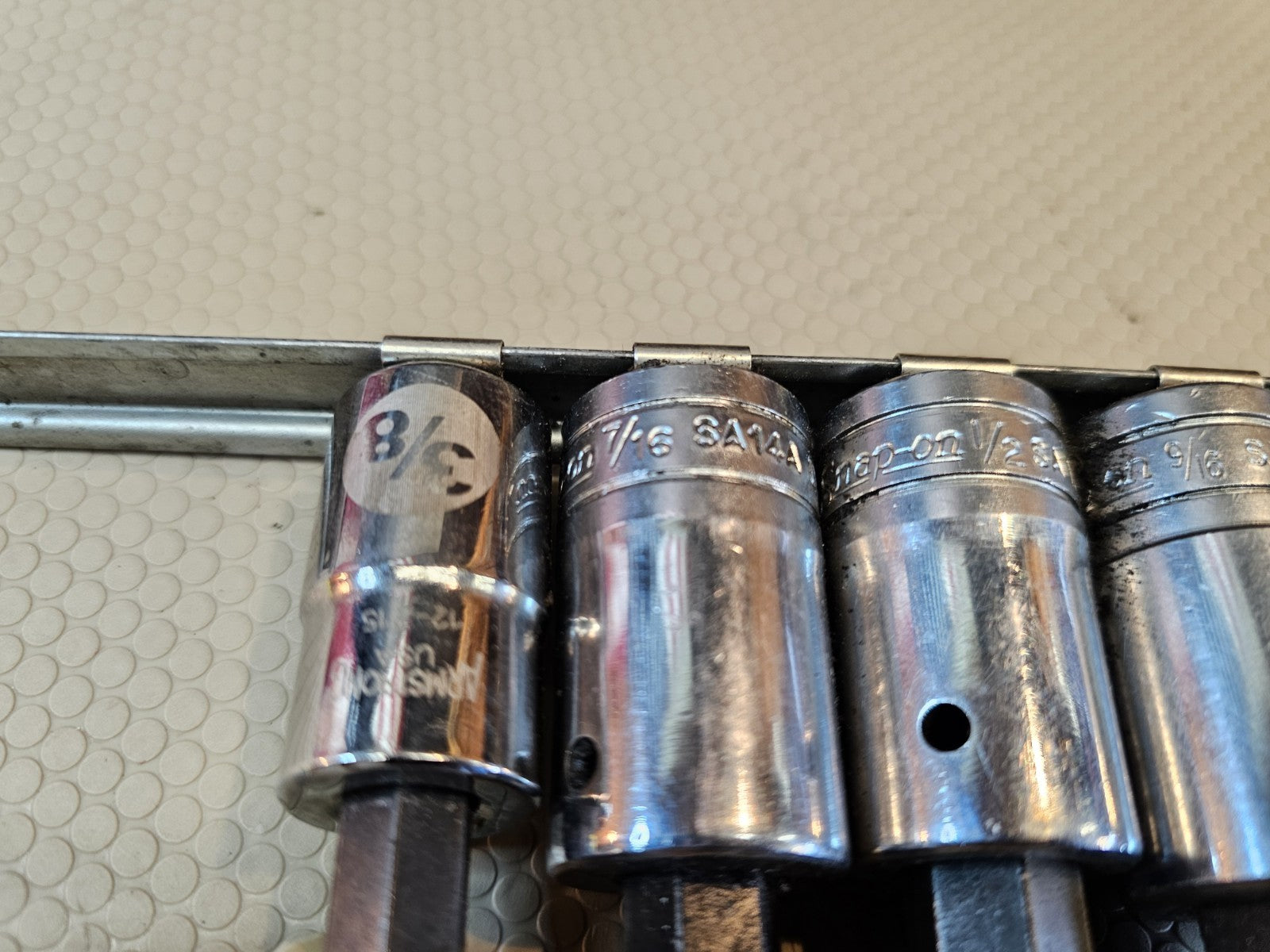SNAP-ON 5 PC 1/2" DRIVE HEX BIT SOCKETS 5/8 9/16 1/2 7/16 3/8