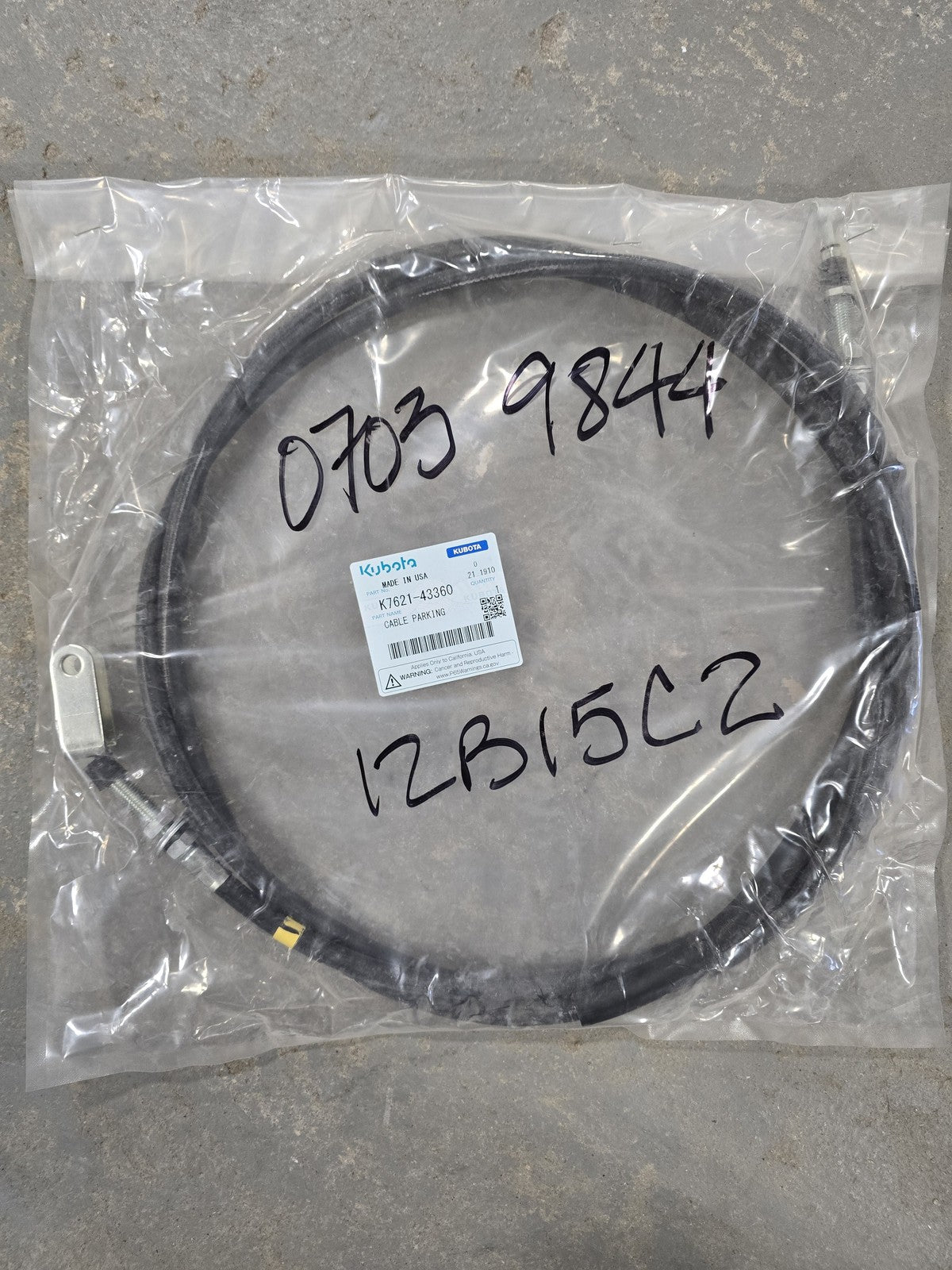 Kubota K7621-43360 RTV-X1140 RTV-X1130 Parking Brake Cable OEM New