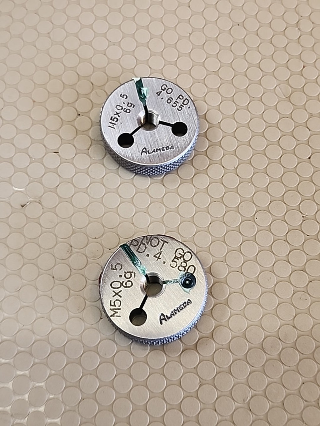 ALAMEDA GAGE M5 X .5 6g METRIC THREAD RING GAGES GO PD 4.655 NO GO PD 4.580