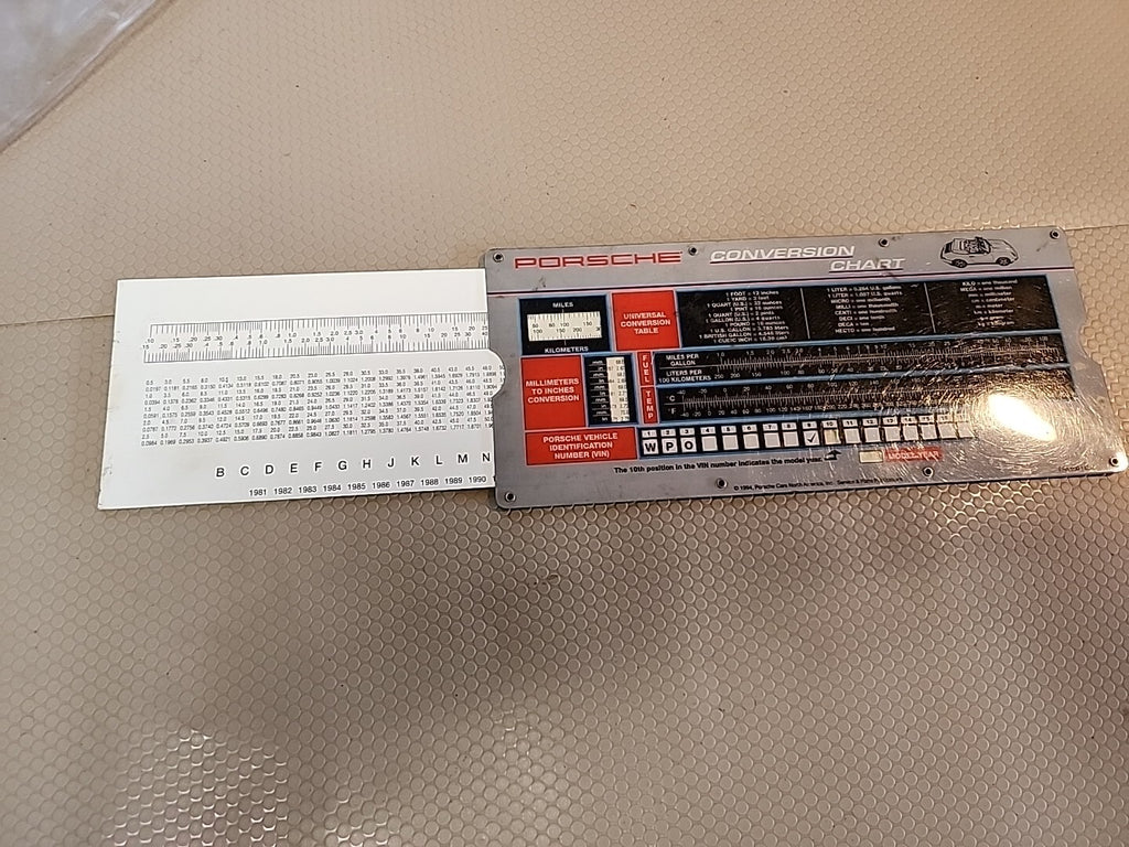 1990’s Porsche Conversion Chart Metric Conversion Sliding Chart