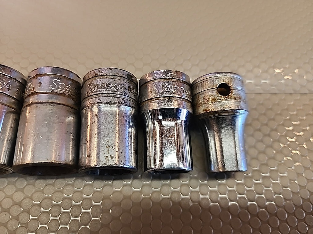 Vintage Snap On Socket Set 6pc 1/2" Dr 12Pt SAE Shallow 