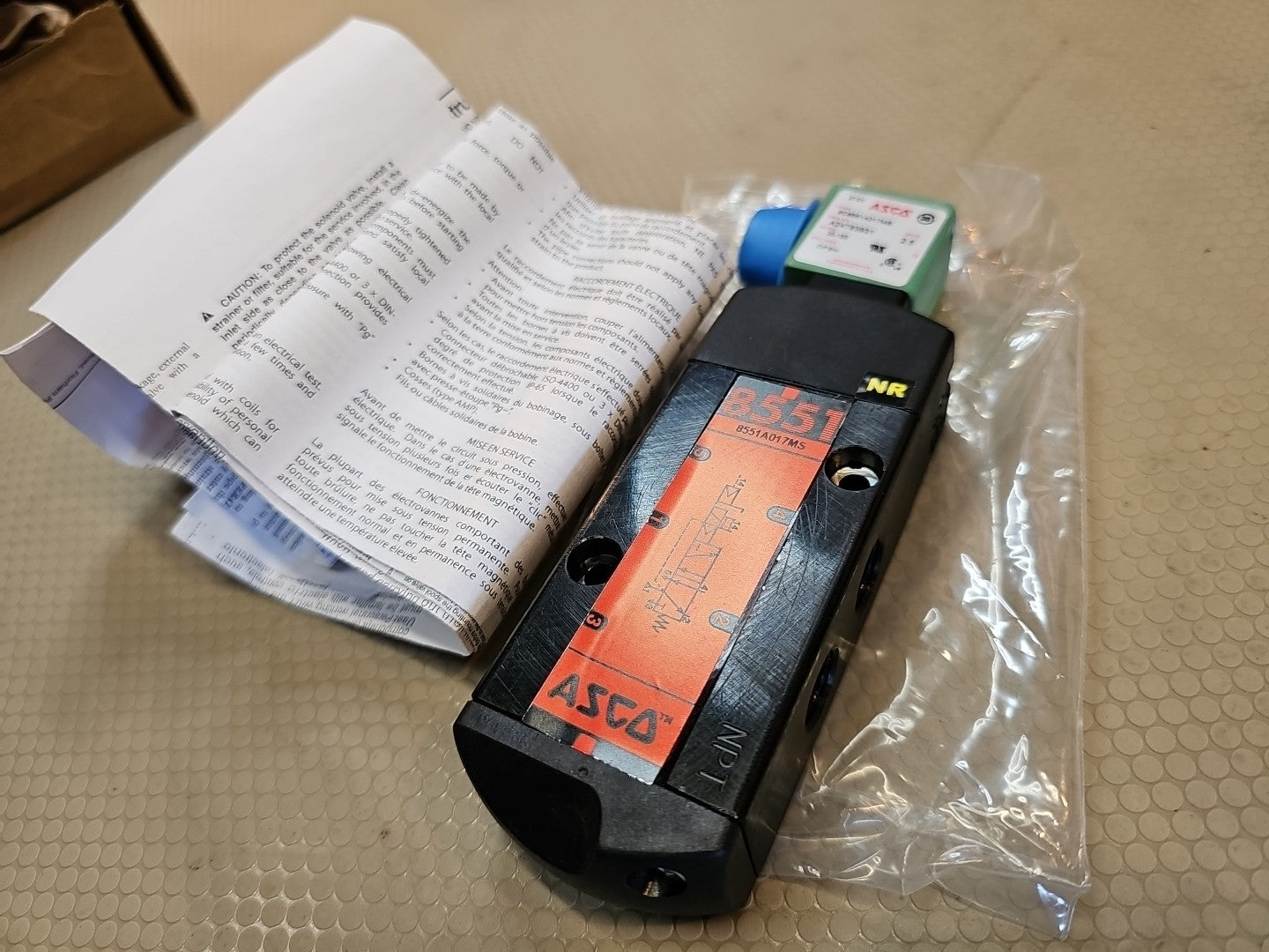 SC8551A017MS 24VDC - ASCO Solenoid 24 VDC 8551 Series Valve, 1/4" NPT Ports