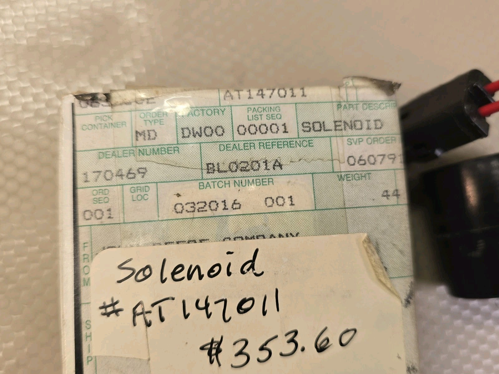 Genuine OEM John Deere AT147011 Solenoid Coil