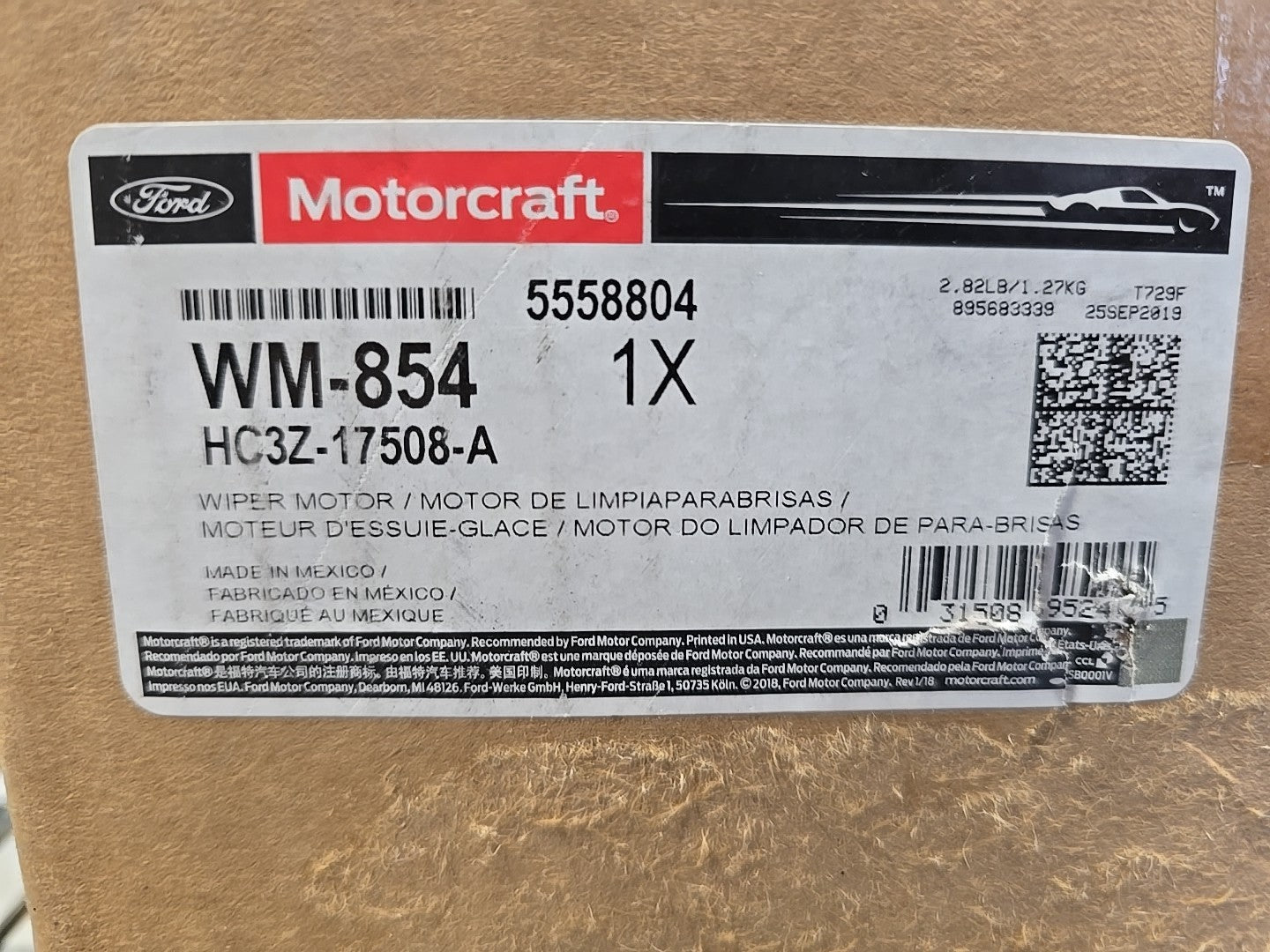 Genuine OEM Ford Motor Assembly Wiper WM-854 NEW