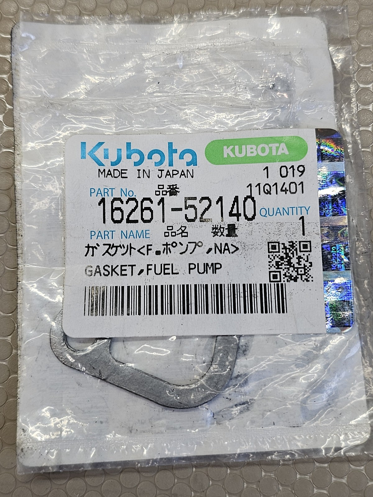 Kubota 16261-52140 Fuel Pump Gasket OEM Made in Japan OEM