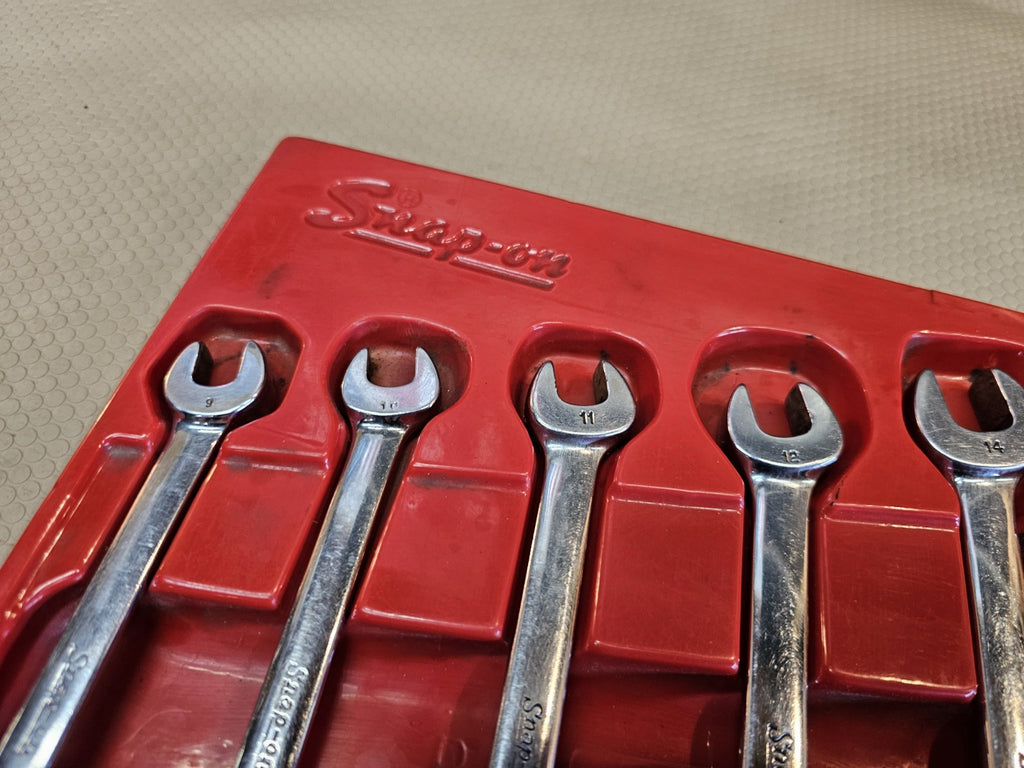 Vintage Snap On Tools RXS 5 Piece Open End & Flare Nut Wrench Set In Tray *NICE!