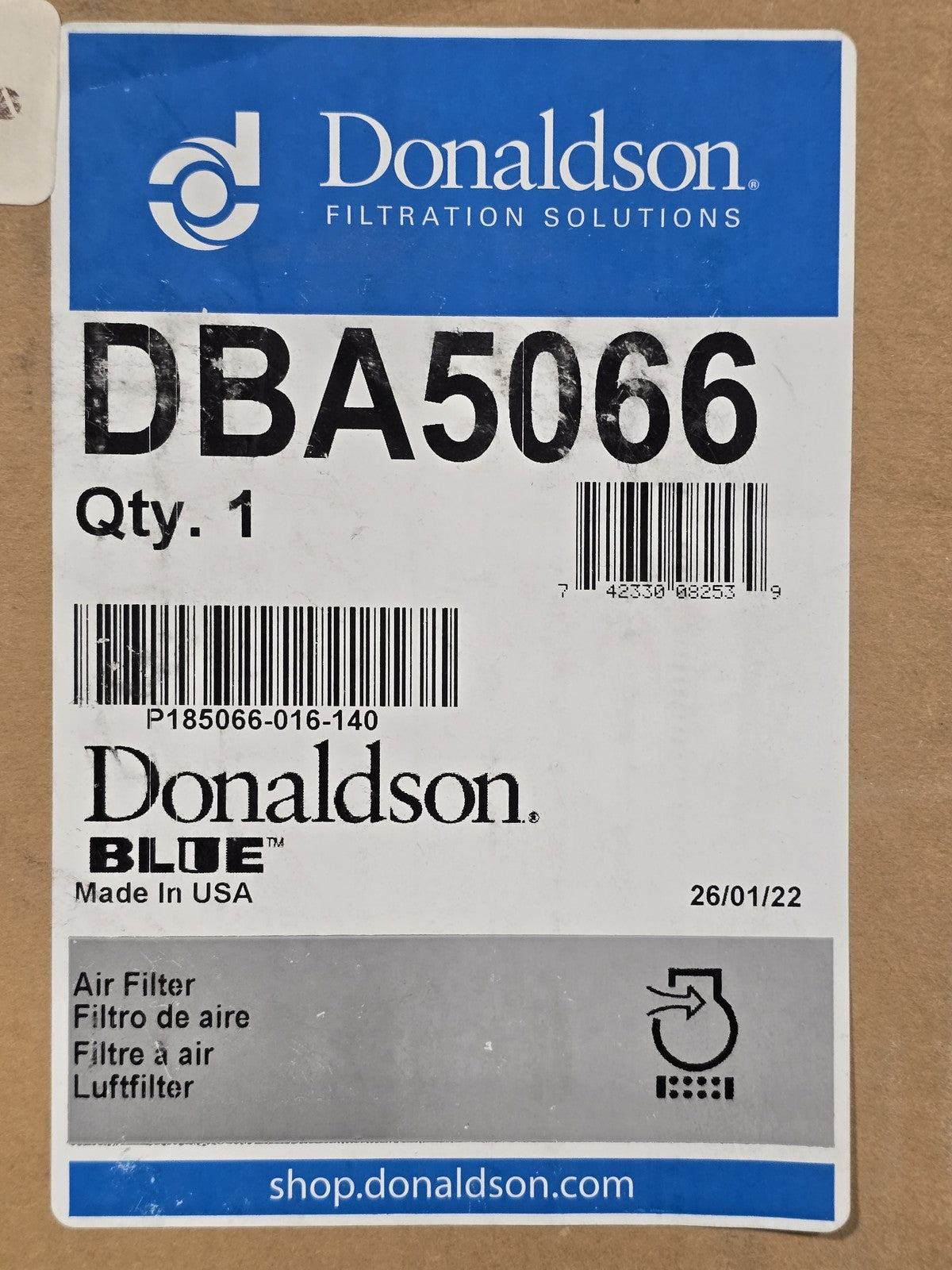Donaldson DBA5066 P185066 Blue Air Filter Primary Ultra-Web Nanofiber GENUINE