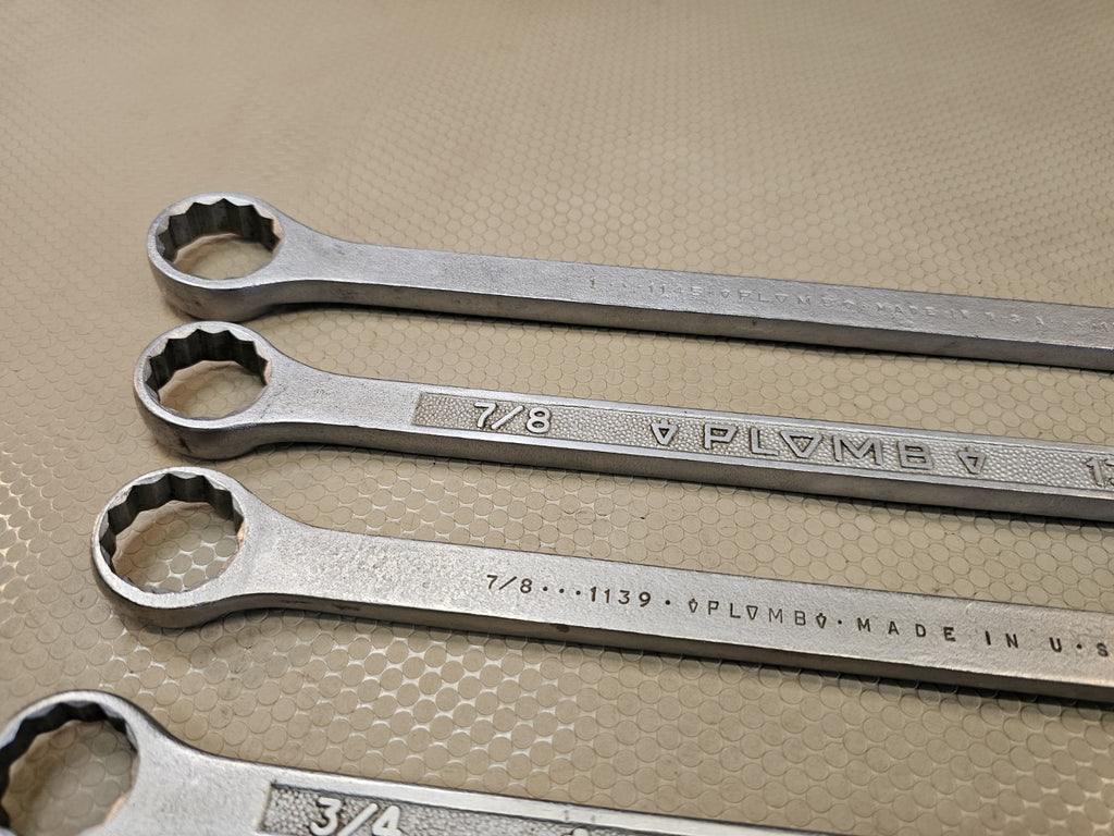 Plomb PLVMB Pebble Finish Double Box SAE Wrench Set  - Vintage LARGE Sizes 1+