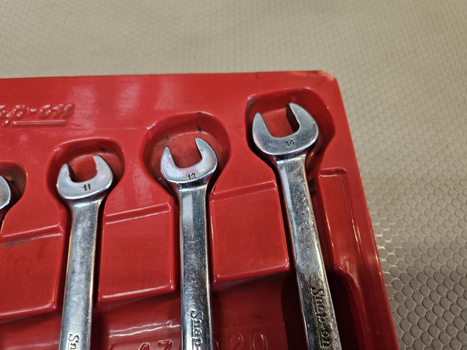 Vintage Snap On Tools RXS 5 Piece Open End & Flare Nut Wrench Set In Tray *NICE!
