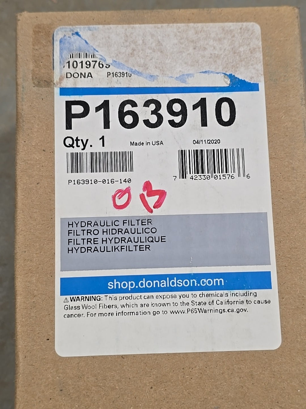 New Donaldson P163910 Hydraulic Filter Genuine 