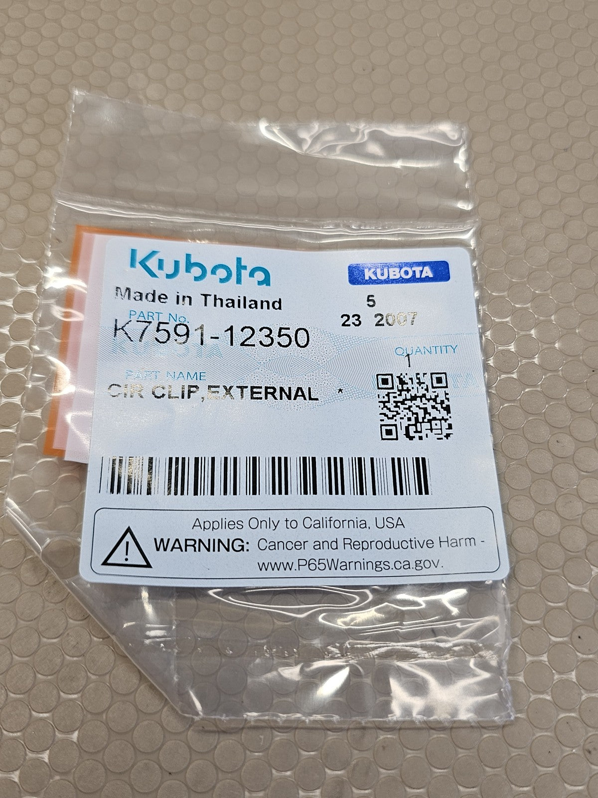 Kubota K7591-12350 External Circlip Snap Ring Retaining Ring OEM Genuine