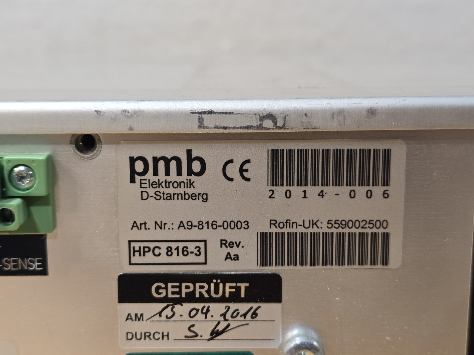 Rofin HPC 816-3 Laser Power Supply Module A9-816-0003 PMB Elektronik