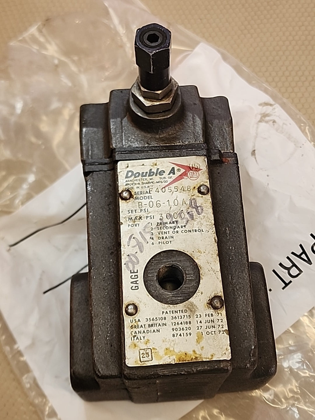 DOUBLE A B-06-2M-10A1, MAX PSI 3000