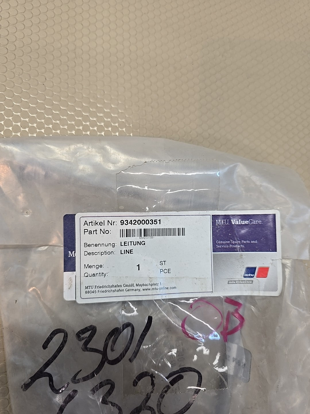 OEM Mercedes-Benz 9342000351 Engine Coolant Line / Pipe Genuine