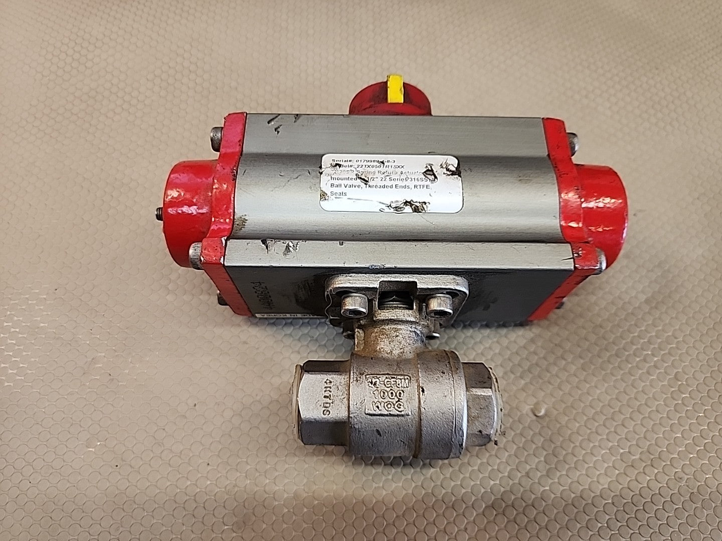 Triac 22TX050TR1SXX/TR20SR Actuator Mounted to 1/2" 316SST Ball Valve RTFE Seat