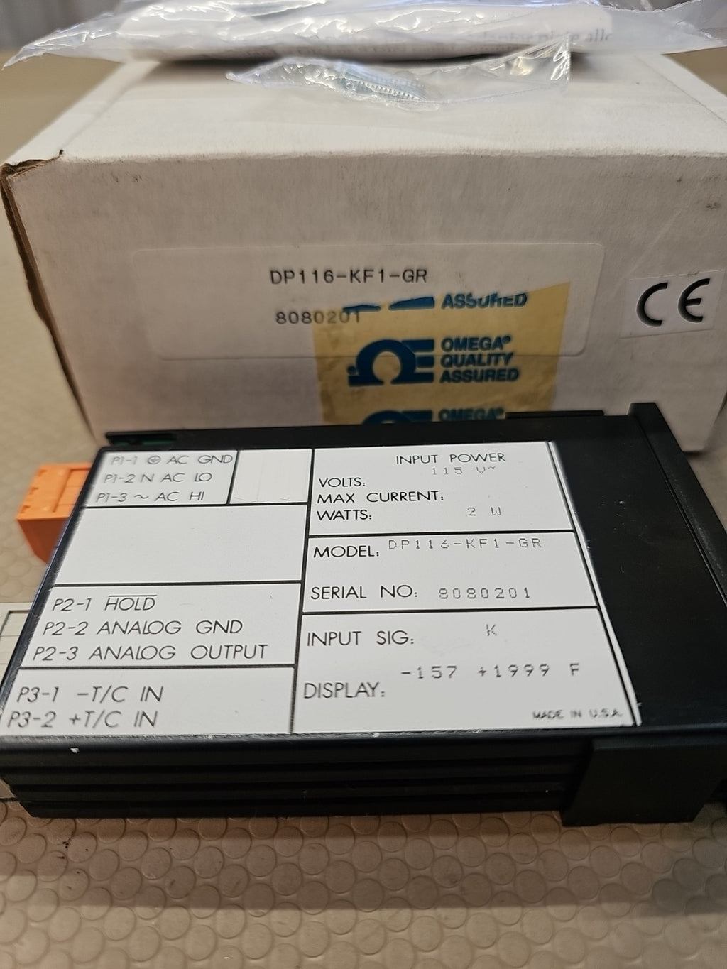 OMEGA DP116-KF1-GR Temperature Display