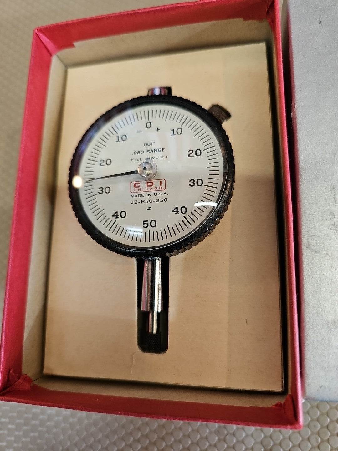 CDI Chicago J2-B50-250 Dial Indicator - .250" Range - .001" Grad - USA - Jeweled