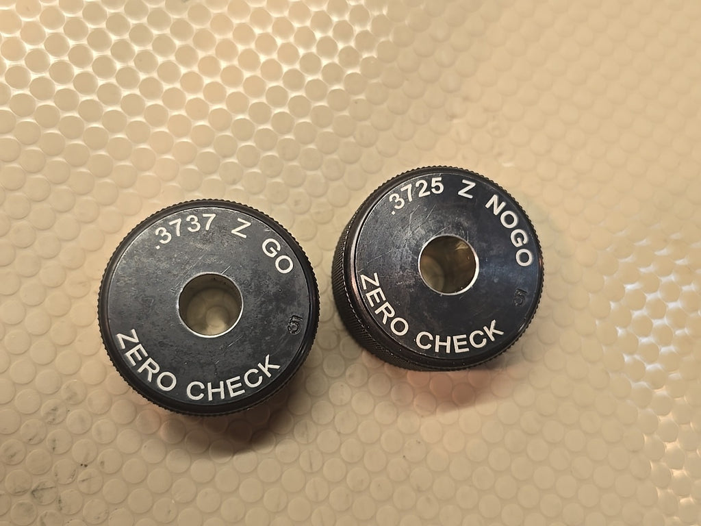 Zero Check .3740 .3780 GO NOGO Gauge Set Bore Gage Micrometer Setting Machinist