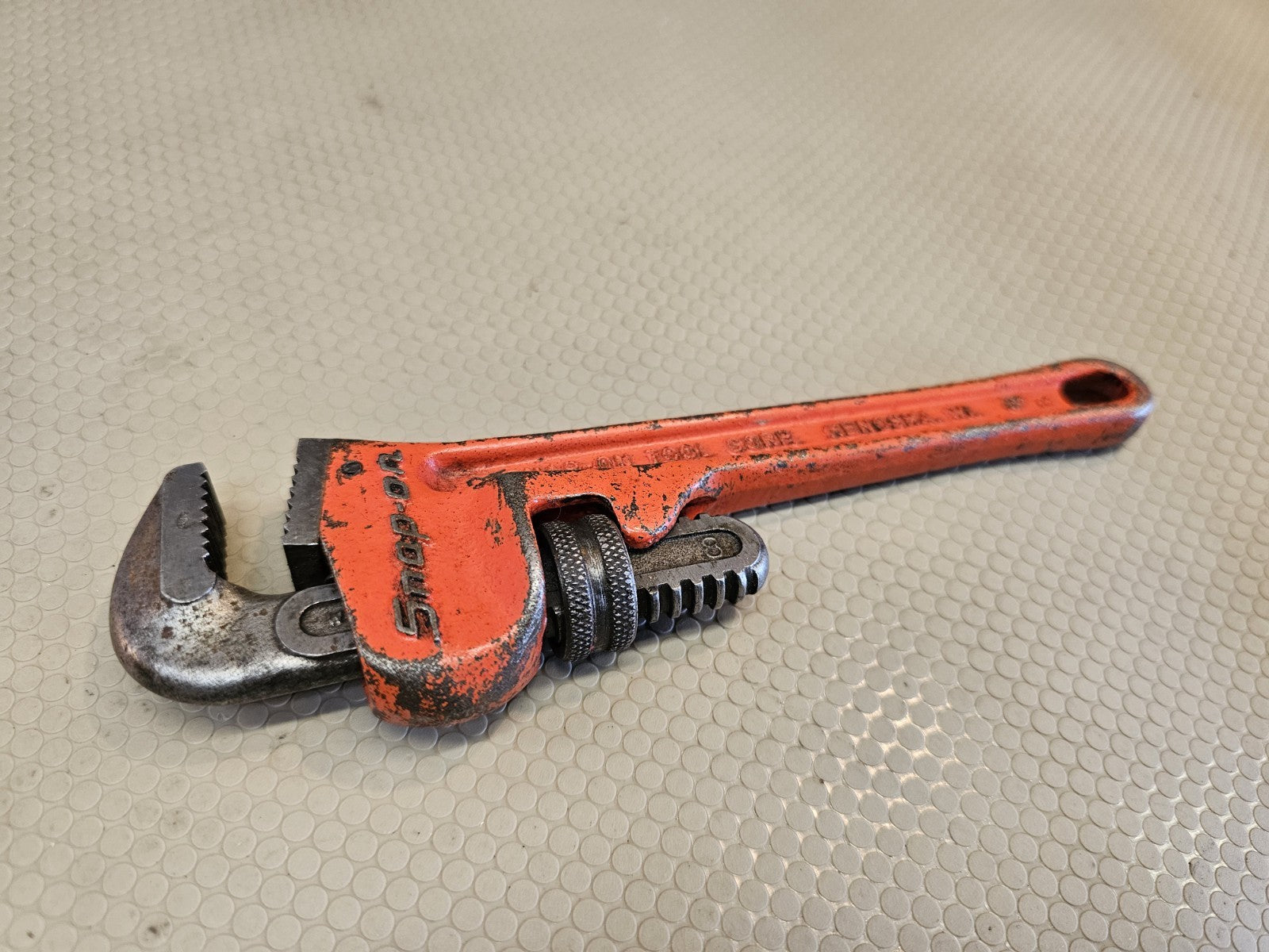 Vintage Official Snap-On PW8C 8" Adjustable Pipe Wrench Metal Tool - Rare