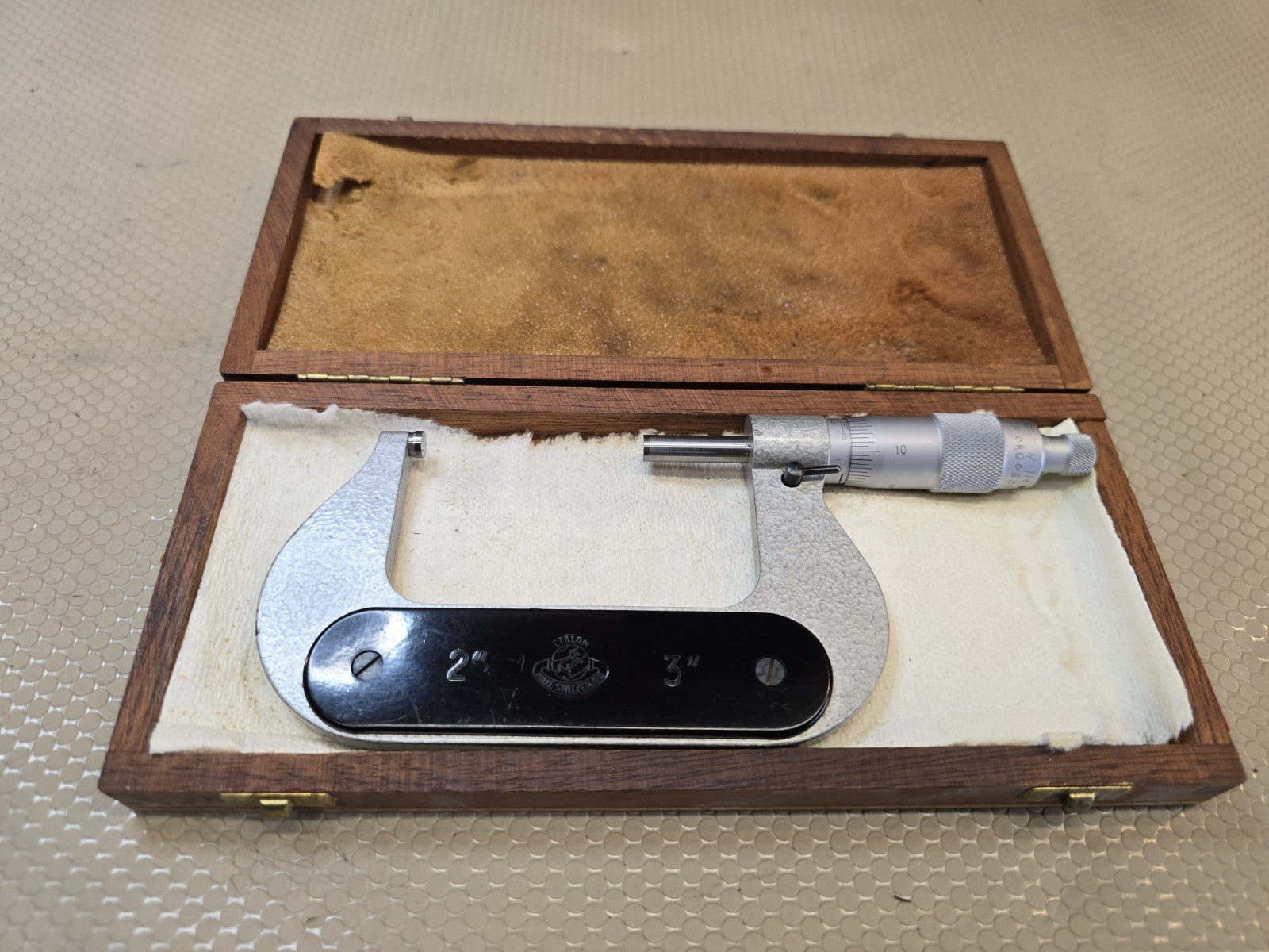 Etalon Outside Micrometer 2”-3” Carbide .0001" Original Case - Switzerland