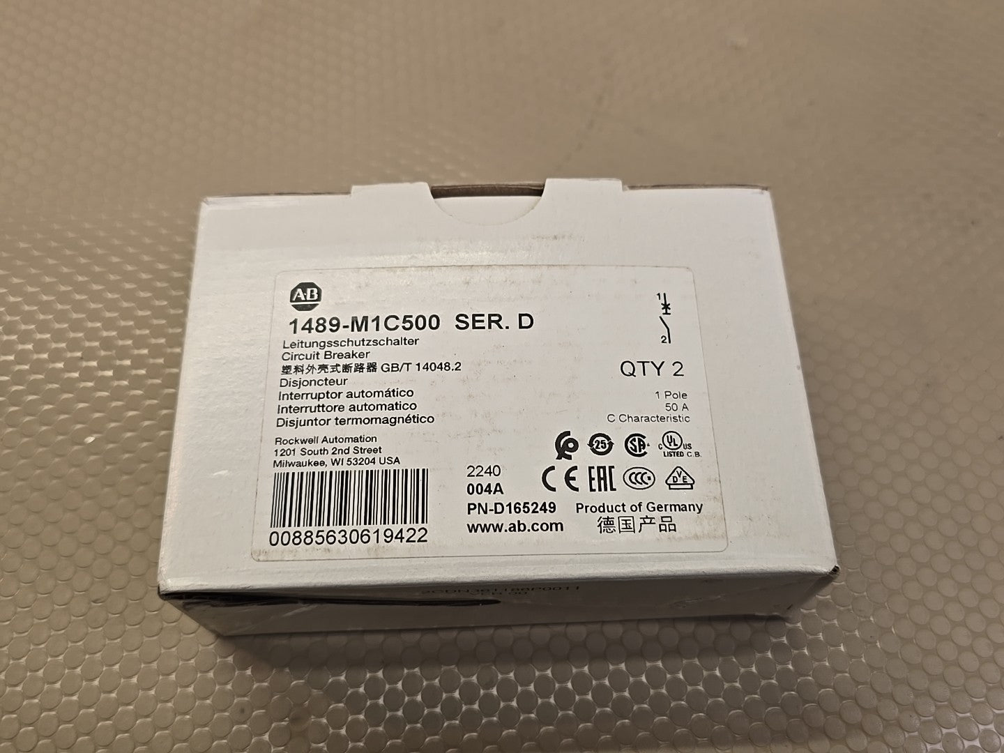 ALLEN BRADLEY 1489-M1C500 SERIES D CIRCUIT BREAKER 50A *Pack Of 2*