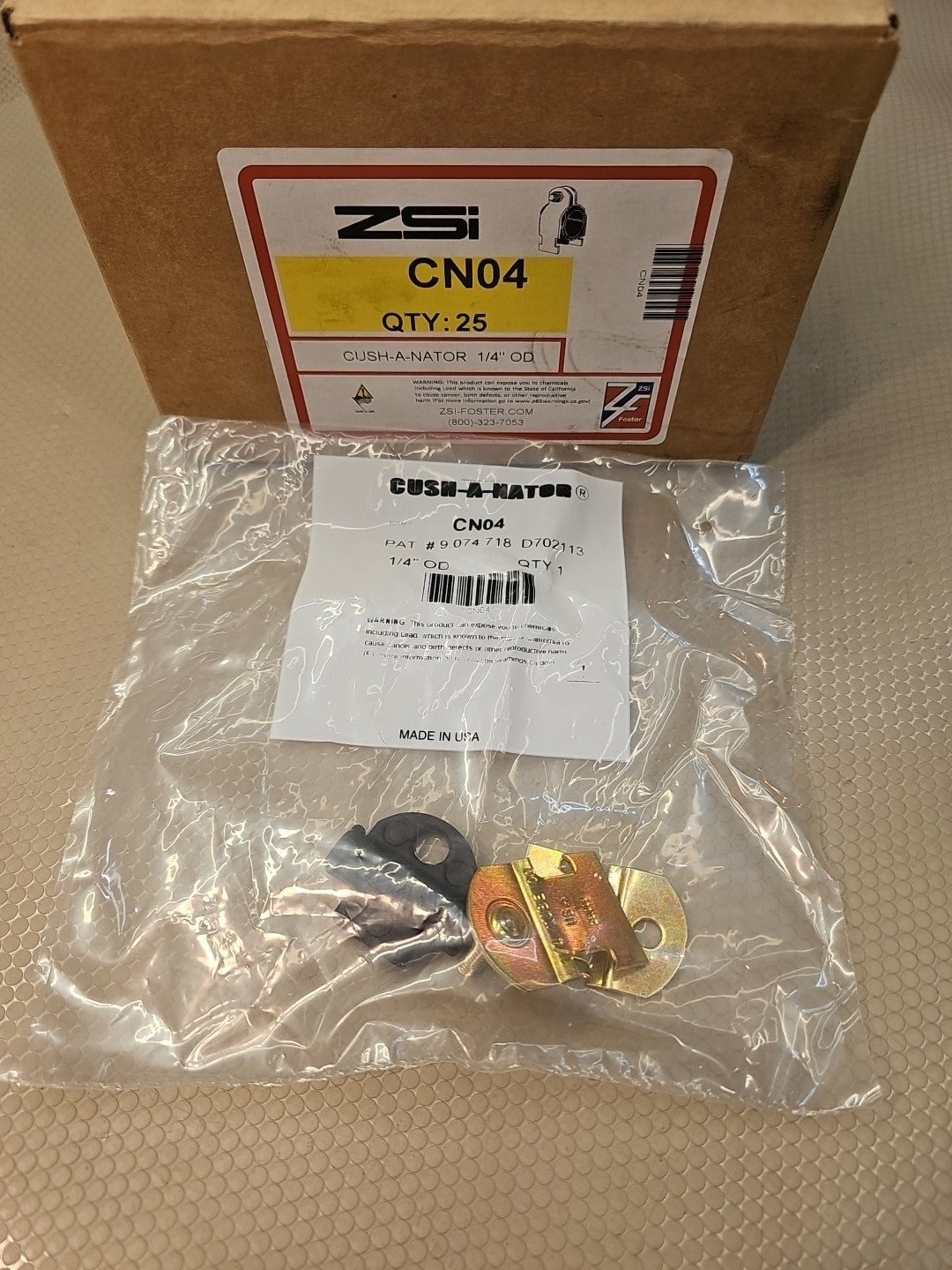 Cush-A-Nator CN04 1/4" OD Standard Steel Cushioned Clamp