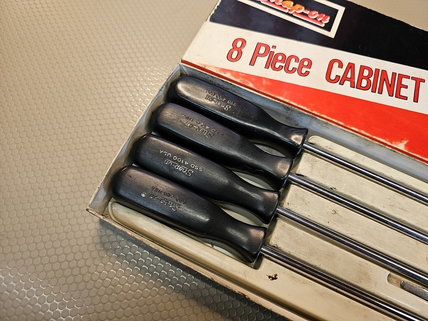Snap-on Tools SCD80 8 pc Long Cabinet Screwdriver Set + Box Vintage Black Hard