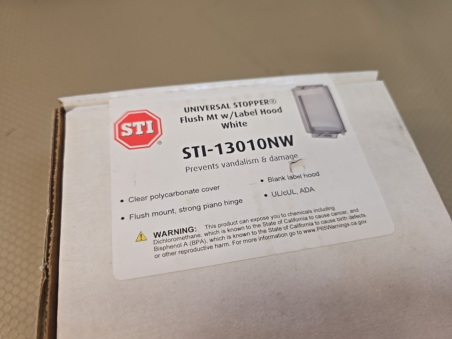 SAFETY TECHNOLOGY INTERNATIONAL STI-13010NW Universal Stopper Cover,Surface,2-21